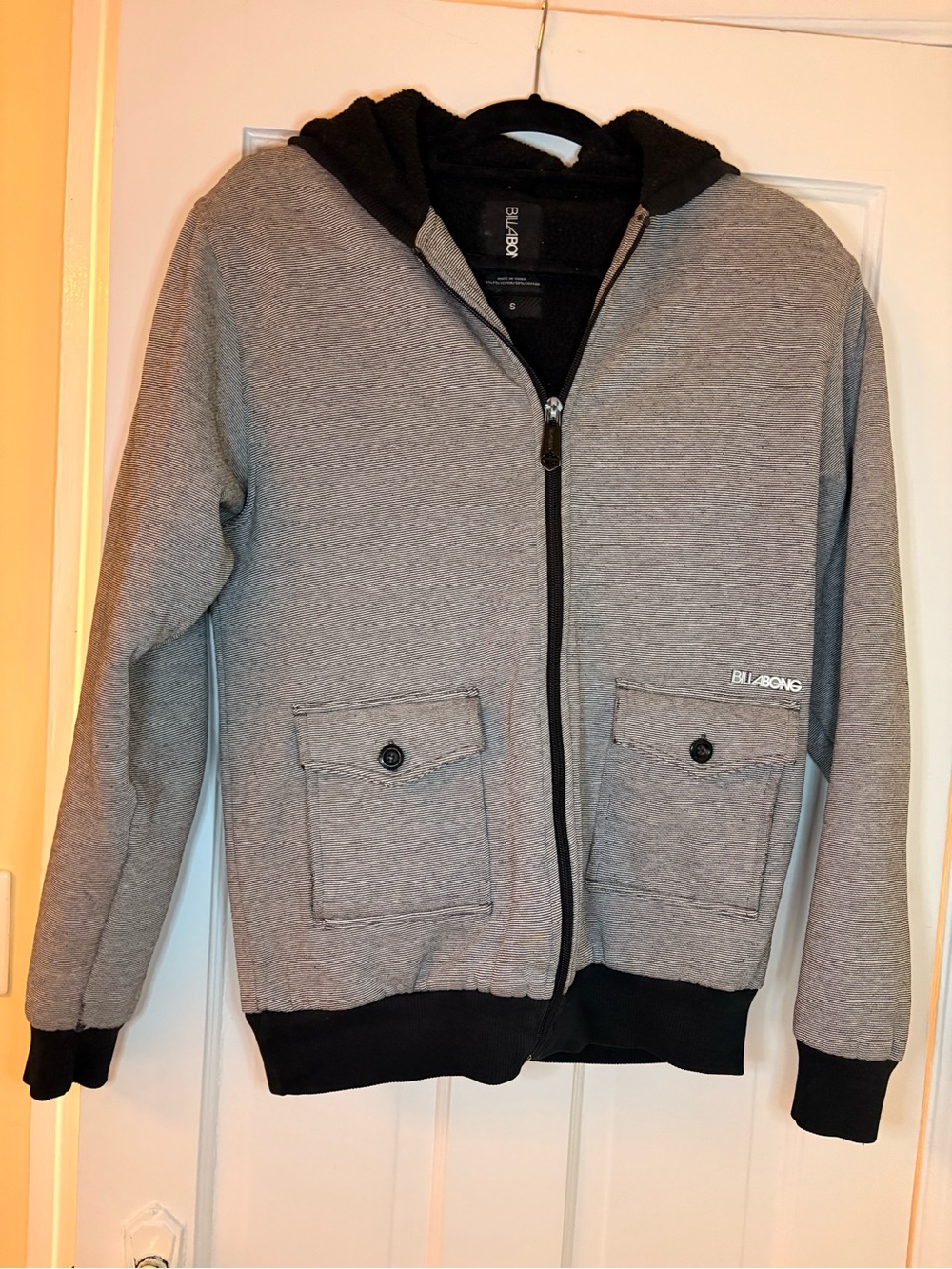 Billabong Gray Hoodie Jacket with Black Trim